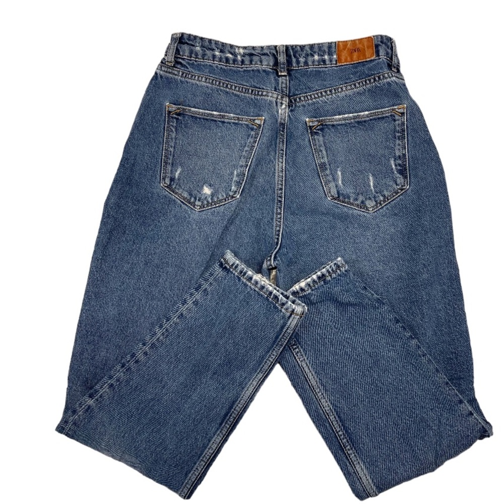Zara Tapered Mom Fit Dark Wash Jeans - Picture 4 of 5
